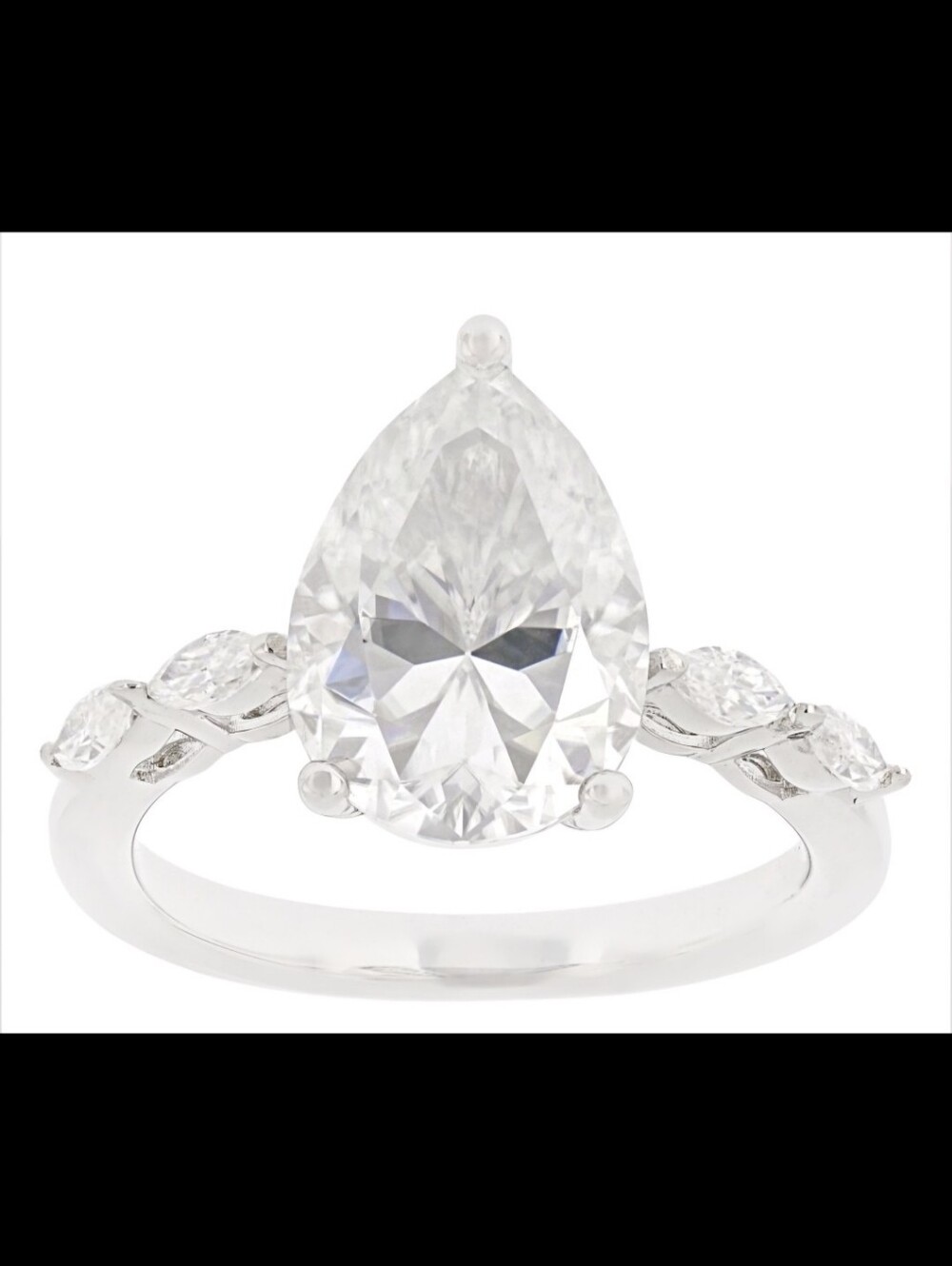 Moissanite Fire 5.28cts Pear And Marquise Engagement Ring SZ 9 NEW
